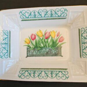 Ainsley "Victorian Garden" trinket ceramic rectangular dish.